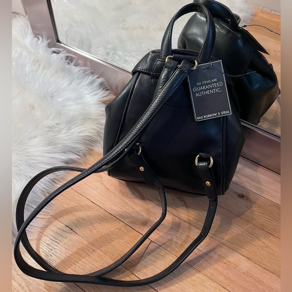 SOLD Dior Black Leather Vintage Backpack W/Gold Hardware And Drawstring Closure - Picture 6 of 16